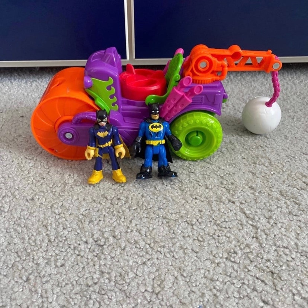 Imaginext DC Super Friends The Joker Steamroller Vehicle with Batman + Batgirl